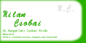 milan csobai business card